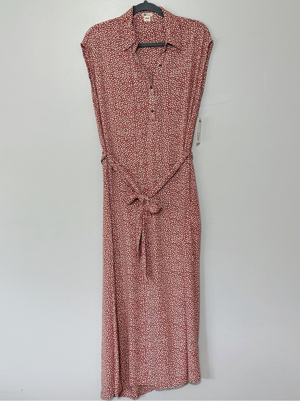 Billabong Lovely Ways Midi Dress Red Ditzy Floral Size Medium New